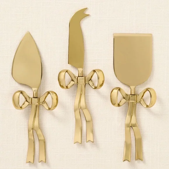 Anthropologie Benedita Stainless Steel Bow Cheese Knives, Set of 3 - Picture 2 of 3